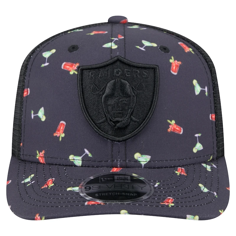 Casquette extensible à boutons-pression 9SEVENTY pour homme New Era bleu marine/noir Las Vegas Raiders Adventure Drinks Pattern