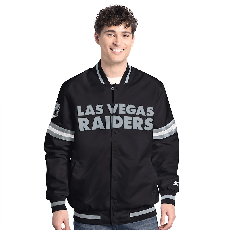 Veste universitaire à boutons-pression Starter Black Las Vegas Raiders Scout pour homme