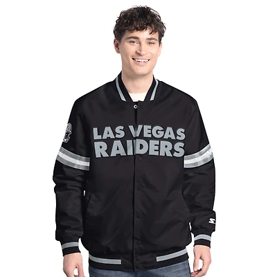 Men's Starter  Black Las Vegas Raiders Scout Full-Snap Varsity Jacket