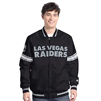 Men's Starter  Black Las Vegas Raiders Scout Full-Snap Varsity Jacket