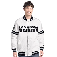 Men's Starter  White Las Vegas Raiders Scout Full-Snap Varsity Jacket