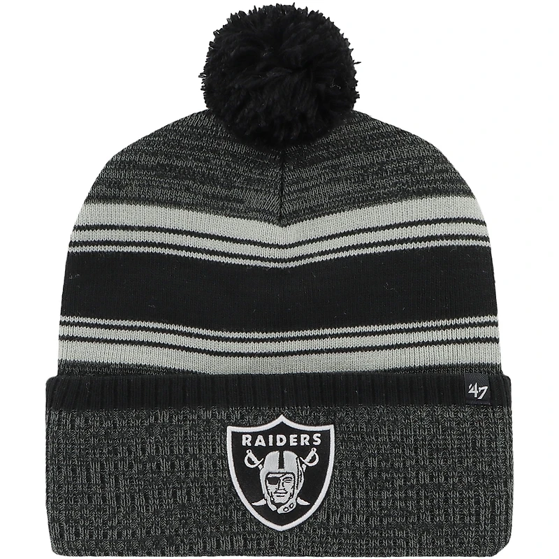 Men's '47 Black Las Vegas Raiders Fadeout Cuffed Knit Hat with Pom