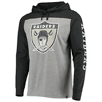 Men's '47 Heathered Gray Las Vegas Raiders Franklin Wooster Throwback Long Sleeve Hoodie T-Shirt