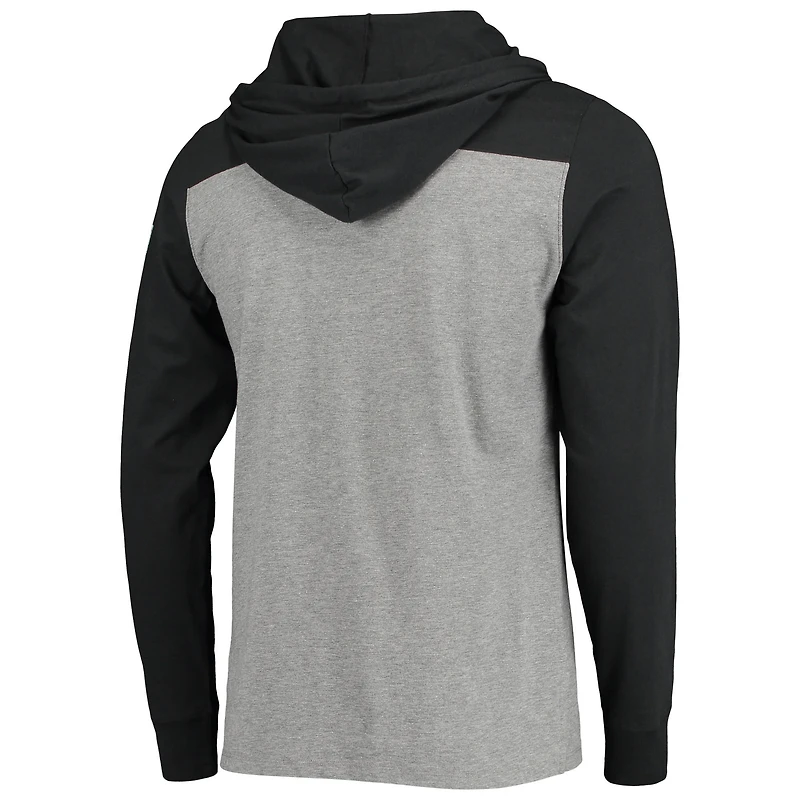 Men's '47 Heathered Gray Las Vegas Raiders Franklin Wooster Throwback Long Sleeve Hoodie T-Shirt