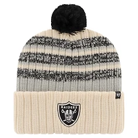 Bonnet en tricot à revers Tavern '47 Natural Las Vegas Raiders pour hommes avec pompon