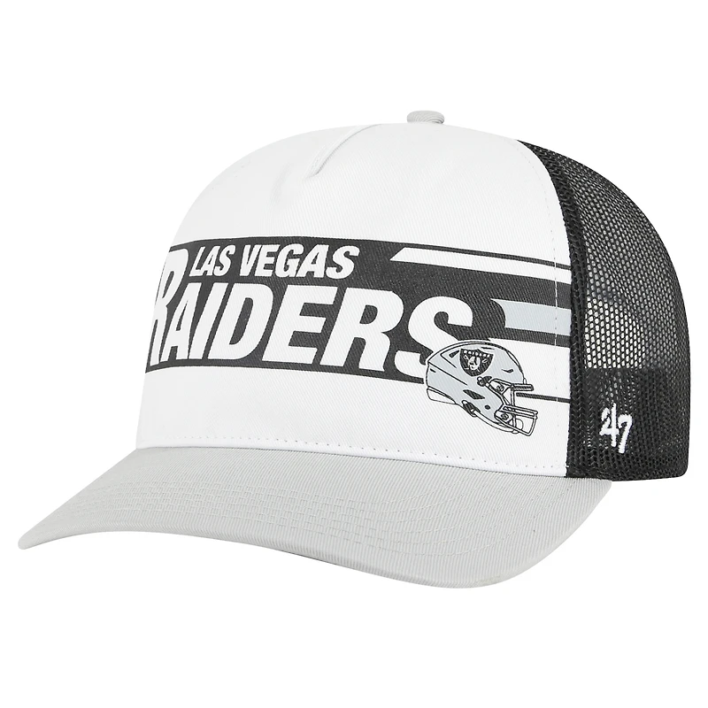 Men's '47 White/Gray Las Vegas Raiders Stack Line Hitch Trucker Adjustable Hat