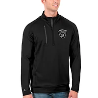 Men's Antigua Black/Charcoal Las Vegas Raiders Generation Quarter-Zip Pullover Jacket