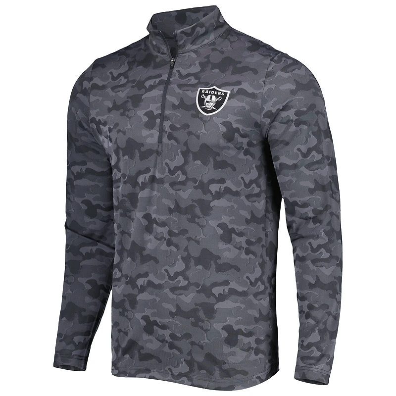 Sweat-shirt noir à fermeture éclair quart de tour pour homme des Las Vegas Raiders Brigade d'Antigua