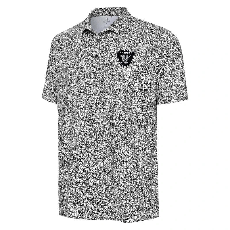 Men's Antigua Black Las Vegas Raiders Field Ditsy Polo
