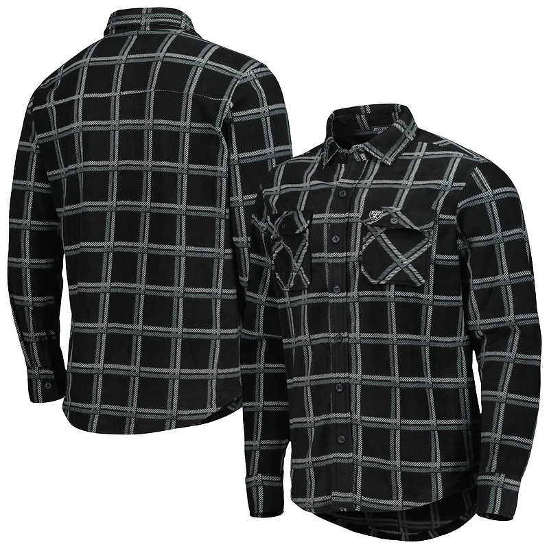 Men's Antigua Black Las Vegas Raiders Industry Flannel Button-Up Shirt Jacket