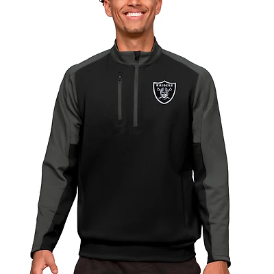 Pull-over à col zippé Antigua noir pour homme, aux couleurs des Raiders de Las Vegas.