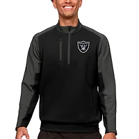 Pull-over à col zippé Antigua noir pour homme, aux couleurs des Raiders de Las Vegas.