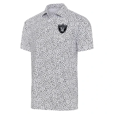Polo de football Antigua Motion blanc/noir pour homme, Las Vegas Raiders