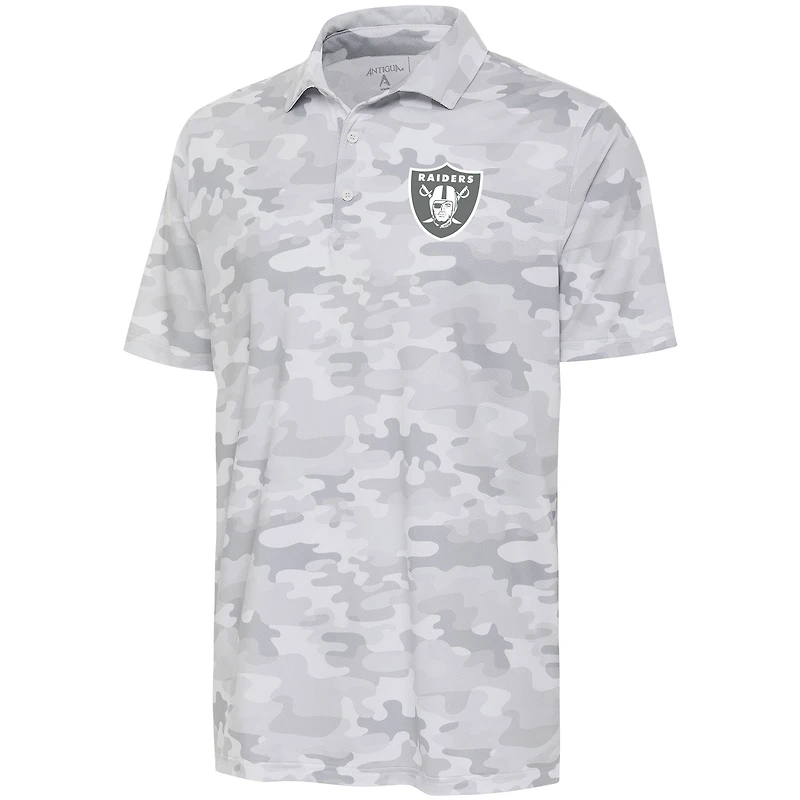 Men's Antigua White Las Vegas Raiders Anthracite Logo Collide Polo