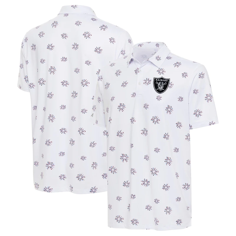 Polo antigua blanc pour hommes, Las Vegas Raiders Fireworks