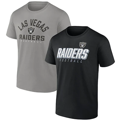 Ensemble de t-shirts noir/argent pour hommes Las Vegas Raiders Player Pack