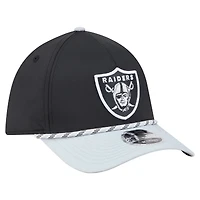 Men's  Black/Silver Las Vegas Raiders Rope M-Crown A-Frame 39THIRTY Flex Hat