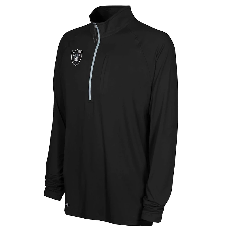 Men's Black Las Vegas Raiders Combine Authentic Raglan Quarter-Zip Top
