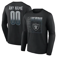 T-shirt à manches longues noir pour homme, style domicile des Raiders de Las Vegas, personnalisé avec nom et numéro.