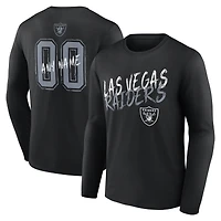 T-shirt à manches longues noir pour homme Las Vegas Raiders Hustle personnalisé avec nom et numéro