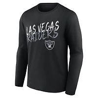 T-shirt à manches longues noir pour homme Las Vegas Raiders Hustle personnalisé avec nom et numéro