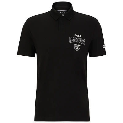 Polo BOSS X NFL pour hommes, noir/blanc, Las Vegas Raiders Punter