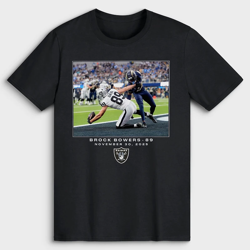 Men's Brock Bowers Black Las Vegas Raiders NFL Flash Features Week 13 T-Shirt