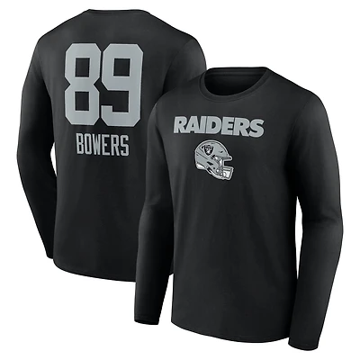Men's Brock Bowers Black Las Vegas Raiders Team Wordmark Name & Number Long Sleeve T-Shirt