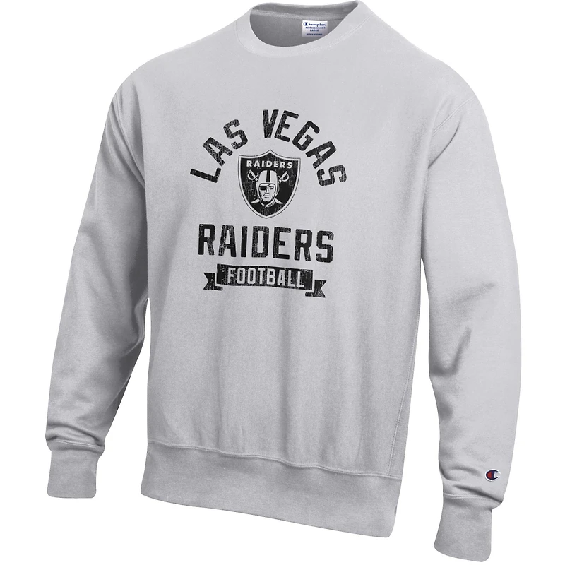 Sweat-shirt en molleton à tissage inversé Champion Heather Grey pour homme des Las Vegas Raiders