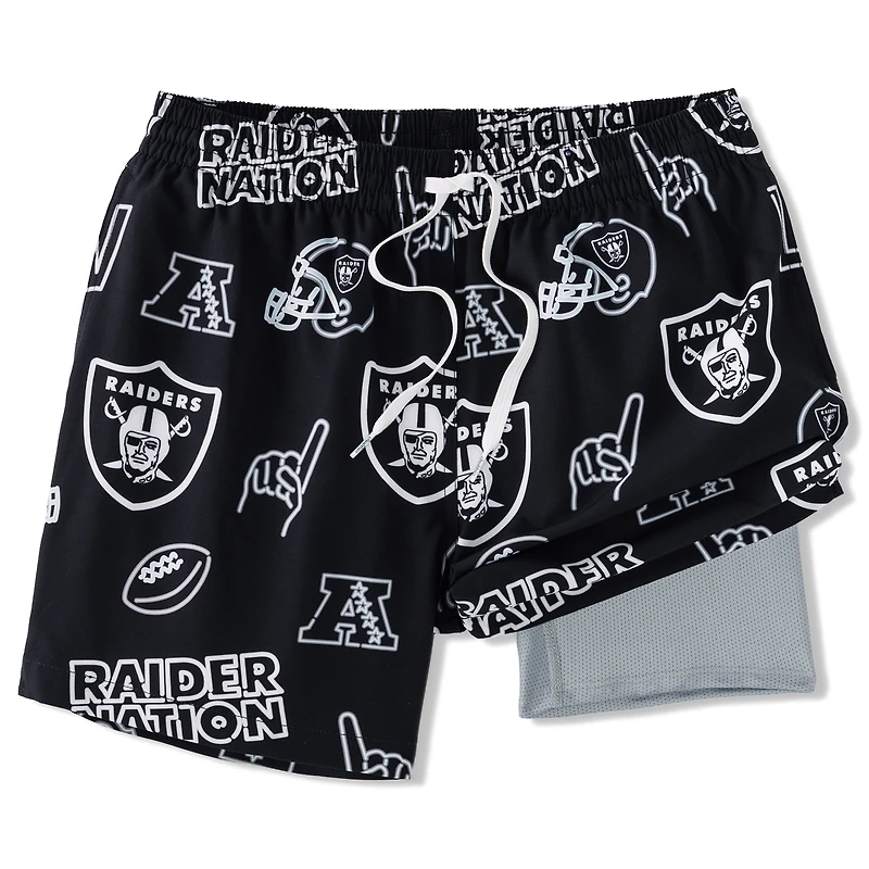 Men's Chubbies Black Las Vegas Raiders The Neon 5.5" Classic Lined Swim Trunks