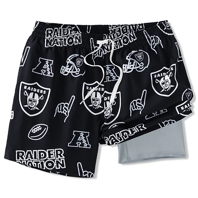 Men's Chubbies Black Las Vegas Raiders The Neon 5.5" Classic Lined Swim Trunks