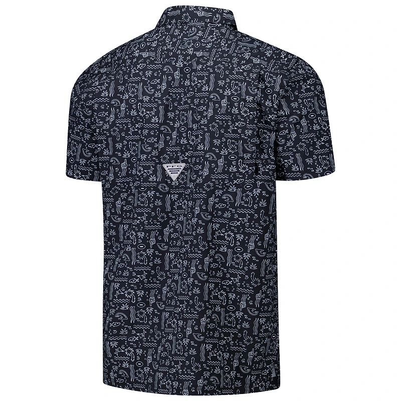Chemise boutonnée Super Slack Tide Omni-Wick pour homme Columbia PFG Black Las Vegas Raiders