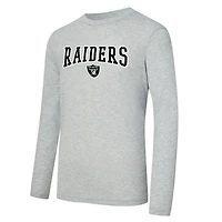Men's Concepts Sport Black/Heather Gray Las Vegas Raiders Regulate Long Sleeve T-Shirt and Plaid Pant Set