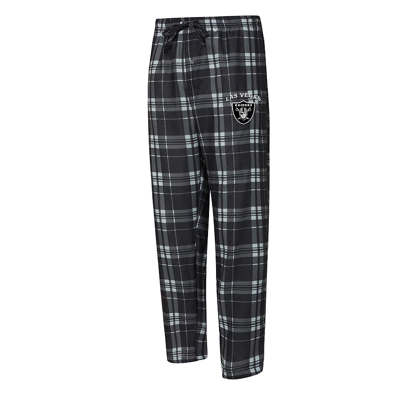 Men's Concepts Sport Black/Heather Gray Las Vegas Raiders Regulate Long Sleeve T-Shirt and Plaid Pant Set