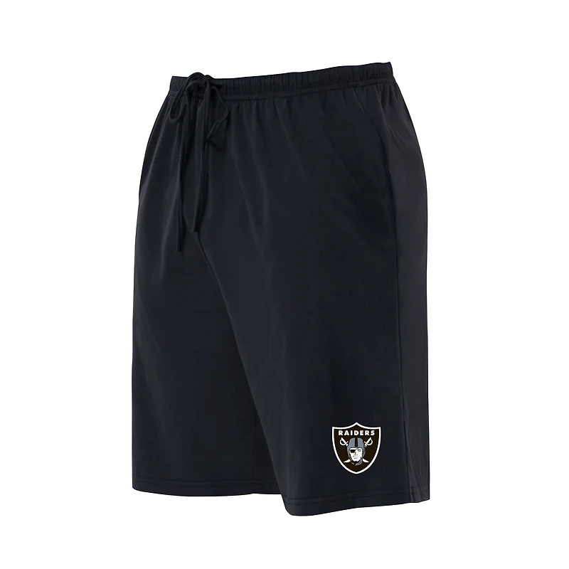 Short de détente en polaire Concepts Sport noir Las Vegas Raiders pour hommes, grandes tailles