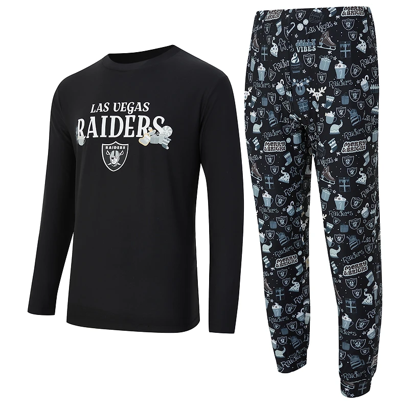 Men's Concepts Sport Black Las Vegas Raiders Chestnut Long Sleeve Top & Pants Set