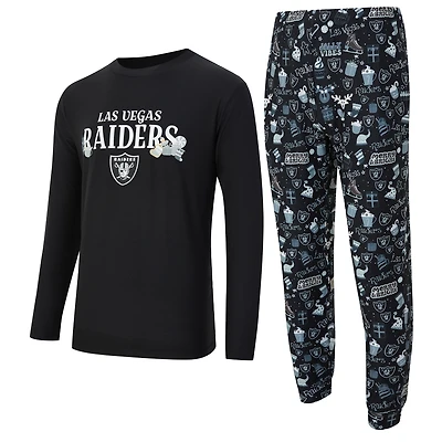Men's Concepts Sport  Black Las Vegas Raiders Chestnut Long Sleeve Top & Pants Set