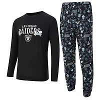 Men's Concepts Sport  Black Las Vegas Raiders Chestnut Long Sleeve Top & Pants Set