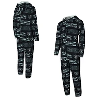 Combinaison de sport noire pour homme Concepts Sport, en micropolaire à imprimé intégral et fermeture éclair, motif Las Vegas Raiders Shuffle
