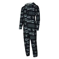 Combinaison de sport noire pour homme Concepts Sport, en micropolaire à imprimé intégral et fermeture éclair, motif Las Vegas Raiders Shuffle