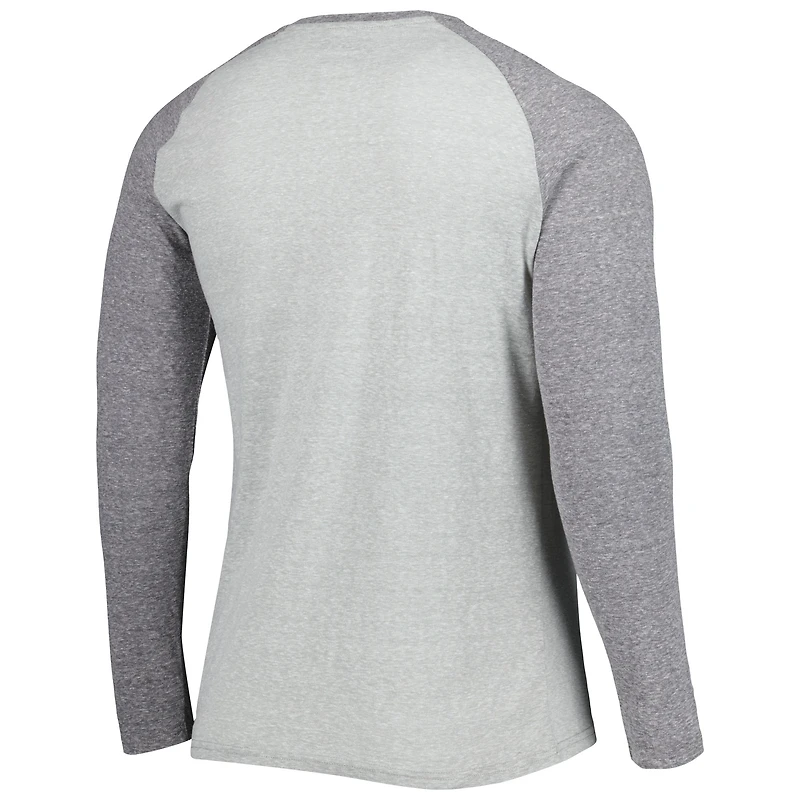T-shirt Henley à manches longues pour homme Concepts Sport gris chiné Las Vegas Raiders Ledger Raglan