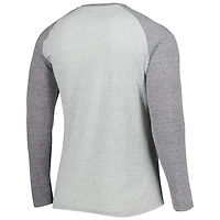T-shirt Henley à manches longues pour homme Concepts Sport gris chiné Las Vegas Raiders Ledger Raglan
