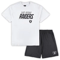Men's Concepts Sport White/Charcoal Las Vegas Raiders Big & Tall Top and Shorts Set