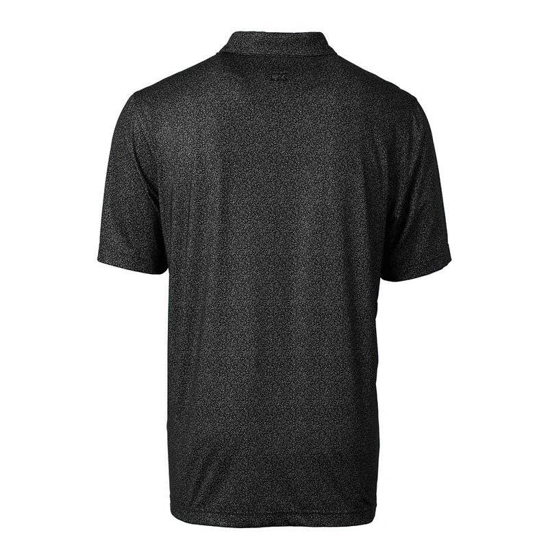 Men's Cutter & Buck  Black Las Vegas Raiders Helmet Micro Floral Print Stretch Polo