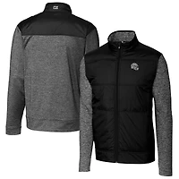 Men's Cutter & Buck  Black Las Vegas Raiders Helmet Stealth Hybrid Quilted Full-Zip Windbreaker Jacket