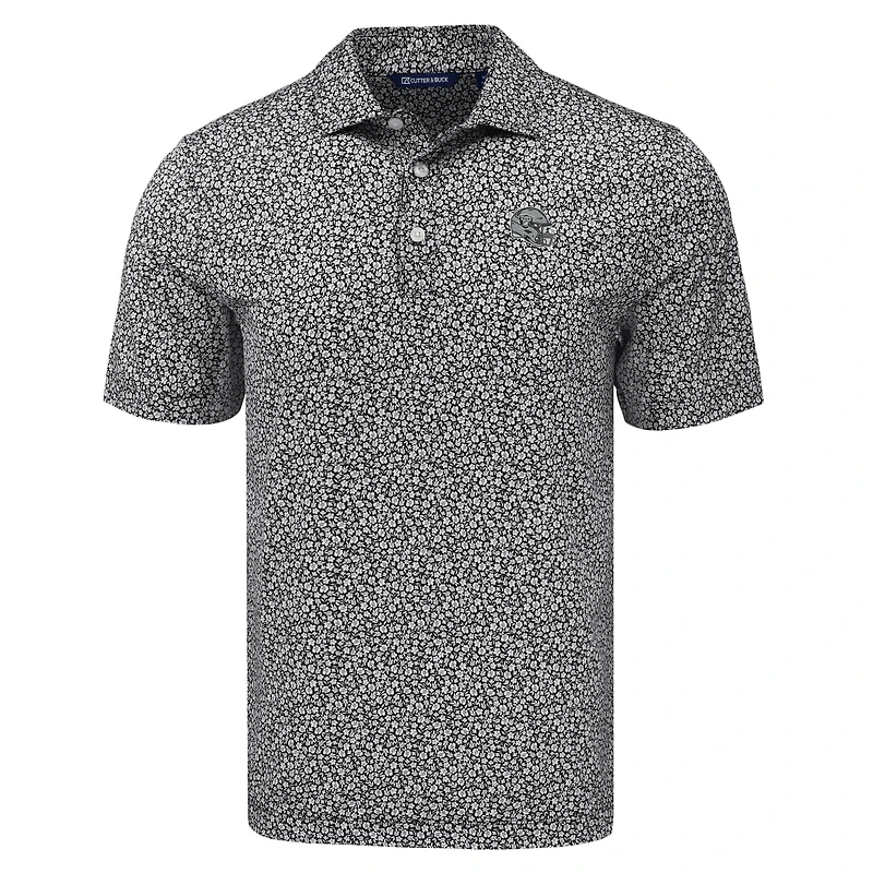Polo homme Cutter & Buck noir à imprimé floral Pike Eco des Las Vegas Raiders