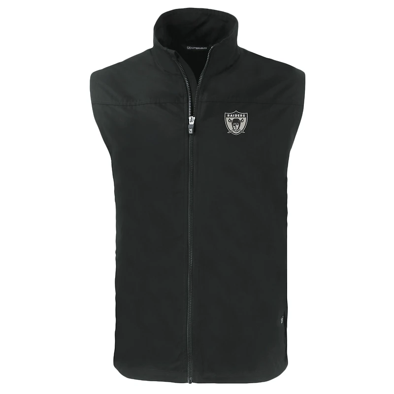 Men's Cutter & Buck  Black Las Vegas Raiders Throwback Big Tall Charter Eco Full-Zip Vest