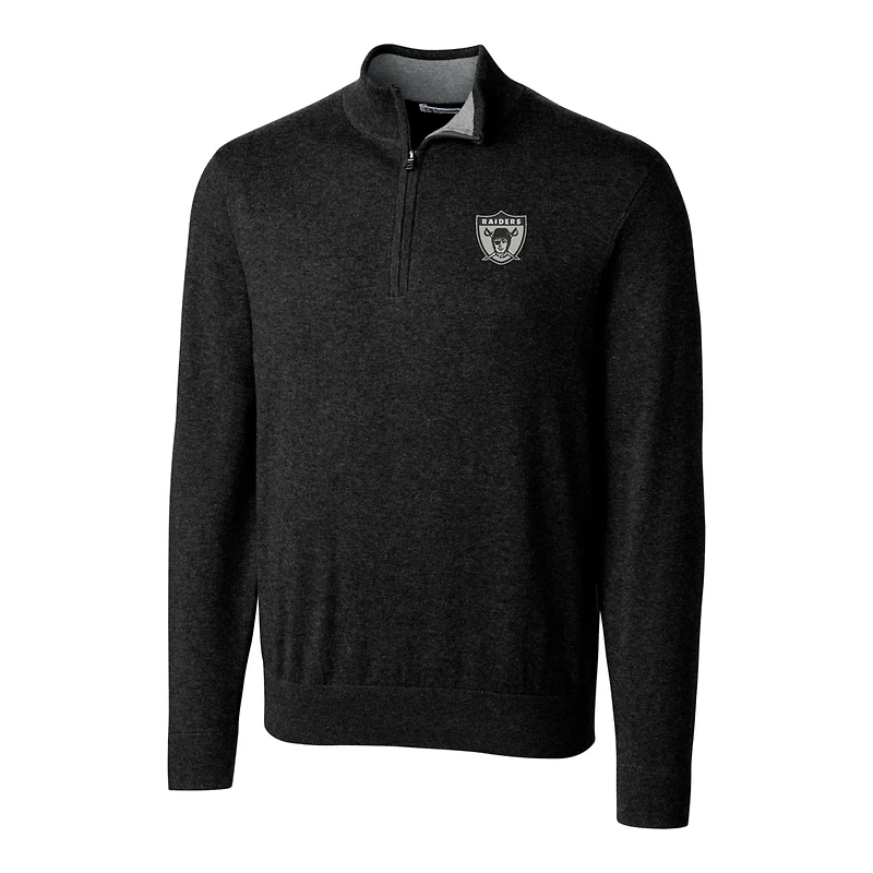 Pull-over zippé quart de tour noir pour homme, coupe-vent et buck, logo rétro des Las Vegas Raiders, Lakemont Tri-Blend, grande taille