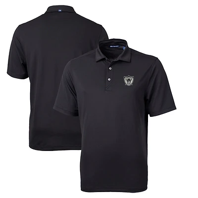 Men's Cutter & Buck Black Las Vegas Raiders Throwback Logo Virtue Eco Pique Recycled Polo