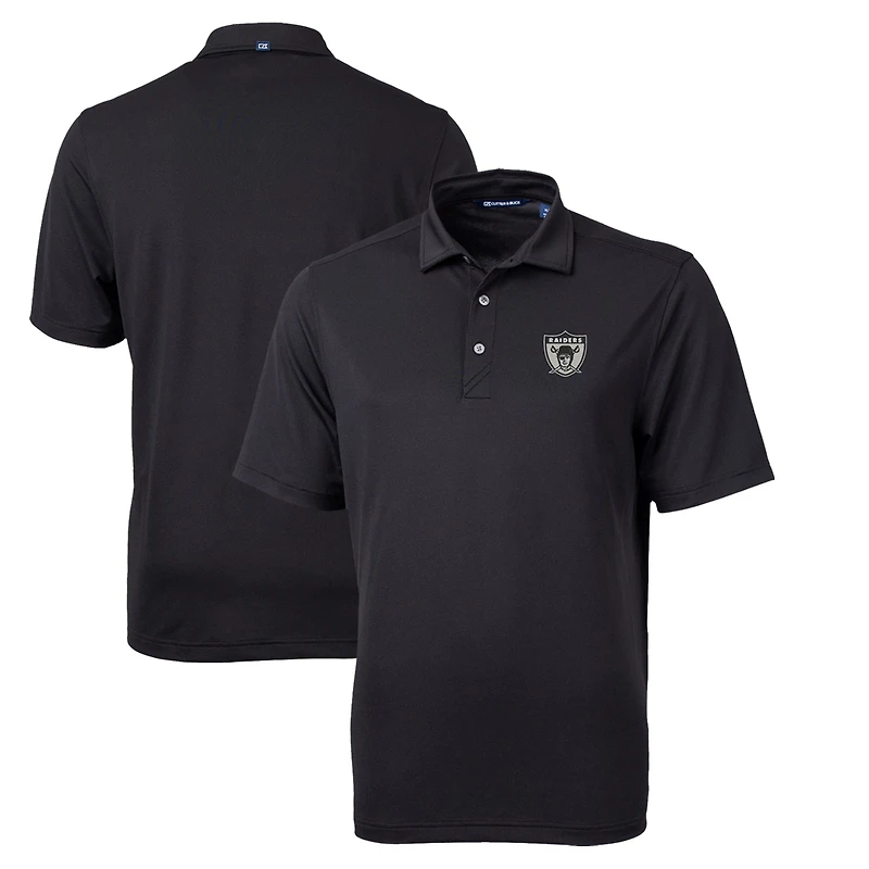 Polo recyclé en piqué écologique pour homme Cutter & Buck, noir, logo rétro des Las Vegas Raiders